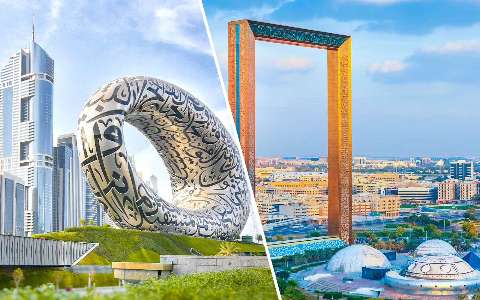 Dubai skyline — Museum of the Future and Dubai Frame